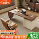 斯蘭夢(mèng)貝中古風(fēng)實(shí)木桌柜電腦桌書(shū)房書(shū)桌輕奢現代臥室工作臺老板辦公桌家用 右手柜-帶插排(不帶椅) 1.6米