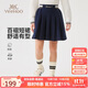 英氏（YEEHOO）女童裙子兒童半身裙中大童裝短裙學(xué)院風(fēng)運(yùn)動休閑秋裝 深藍(lán) 140