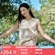 金三塔真絲背心100%桑蠶絲寬松透氣舒適打底衫可外穿上衣 白玉蘭色 L