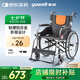 魚躍(yuwell)手動輪椅車H062C鋁合金免充氣減震輕便手動可折疊老人