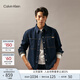 Calvin KleinJeans春秋男士ck經(jīng)典潮流復古方形貼袋純棉寬松牛仔襯衫J327310