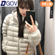 DGOV羽絨棉服女2025年新款冬季輕薄小棉襖連帽復(fù)古國(guó)潮牌美式加厚外套 淺灰色【zt】 L 【95-115斤】