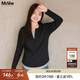 MsShe【長(zhǎng)袖假兩件針織衫】大碼女裝2025秋裝胖mmT恤遮肚巨顯瘦毛衣 長(zhǎng)袖【V領(lǐng)】黑色現(xiàn)貨 4XL