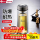 希諾（HEENOOR）玻璃杯男士雙層防燙抗菌泡茶杯辦公室家用保溫水杯定制中秋節(jié)禮物 經(jīng)典小熊杯蓋-345ml-9302