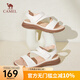 駱駝（CAMEL）魔術(shù)貼休閑涼鞋露趾厚底休閑媽媽鞋羅馬涼鞋 L24M022621米白 36