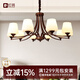 燈將（dengjiang）美式吊燈客廳燈臥室主燈餐廳鄉村復古中古風(fēng)鐵藝法式大氣燈具燈飾 深咖色 10頭【全光譜護眼】三色變光