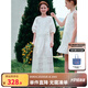 ELLE KIDS童裝 法式棉布繡花連衣長裙女童夏季新款度假風(fēng)中袖裙子 本白色 165 (M)