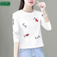 UIOJD長(cháng)袖T恤女2025春秋新款短款遮肉小個(gè)子純棉百搭休閑上衣打底衫 白色【Cats愛(ài)心】 L 100-110斤