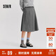 森馬（Semir）森馬半身裙女仿毛呢裙子24冬新款A字百褶裙遮胯顯瘦109724120001