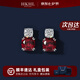 HKHL 925純銀培育紅藍(lán)寶石耳釘女士耳環(huán)方糖耳飾七夕情人節(jié)禮物送女友 紅寶石方形耳釘一對