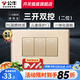 公牛118型開(kāi)關(guān)插座面板五孔插座5孔G04香檳金二位三位四位單開(kāi)雙控多控中途開(kāi)關(guān)面板九孔十二孔面板 三開(kāi)雙控開(kāi)關(guān)(2位)