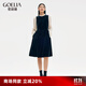 歌莉婭（GOELIA）預售預售連衣裙服裝泡泡袖晚會絲絨裙約會裙1C1R4H1N0 00B黑色 M