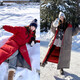 超長(cháng)款到腳踝新年紅羽絨服女2025冬季加厚保暖可兩面穿白鴨絨外套 灰色拼紅色 【可兩面穿】 S