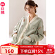 芬騰月子服秋冬季女士純棉空氣棉夾層孕婦睡衣抗菌產(chǎn)后哺乳家居服 果綠 XL 建議：124-142斤