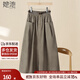 她池寬松半身裙2025秋裝新款女裝時(shí)尚松緊腰大口袋中長(cháng)裙