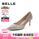 百麗（Belle）七夕禮物吉娜同款高跟鞋女商場款單鞋婚鞋BDAK3AQ5預(yù)售 浮光躍金-跟高6.5CM 37 (235mm)