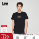 Lee25新品經(jīng)典日常字母Logo印花摩登中性男女同款短袖T恤休閑潮流 黑色2 XL