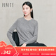 菲妮迪（FINITY）針織衫2025年秋季新款簡約圓領(lǐng)盤帶繡花休閑上衣女 灰色 M