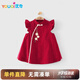 優(yōu)奇嬰兒衣服女寶寶夏季薄款無袖連衣裙女童裙子周歲禮服滿月紅色喜慶