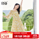 歐莎（OSA）度假風(fēng)V領(lǐng)印花連衣裙女2025夏新款寬松顯瘦海邊中長(cháng)裙氣質(zhì)小個(gè)子 黃色花 L