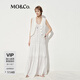 MO&Co.連衣裙2025夏新品度假風(fēng)A字吊帶裙法式長裙蛋糕裙MBE2DRST08本白色S /160