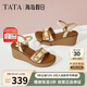他她tata海島假日法式坡跟涼鞋女度假一字帶涼鞋25夏7MYA1BL5米白 36