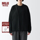 無(wú)印良品（MUJI）Labo 男女通用 可水洗 V領(lǐng)開(kāi)衫 針織毛衣外套秋冬款 黑色 L（175/92A）