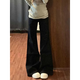 FSHE辣妹黑色低腰微喇叭牛仔褲女秋季休閑寬松百搭直筒垂感拖地褲子潮 微喇褲【大方魍】 S