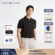 TOMMY HILFIGER【透氣舒適】夏季男裝珠地網(wǎng)眼撞色門(mén)襟商務(wù)休閑短袖POLO衫 曜巖黑BDS XL (推薦：165-180斤)
