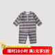 巴厘小豬兒童睡衣春秋季男童家居服女童兩件套嬰幼兒純服寶寶 紫灰條紋 90
