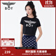 BOY LONDON夏女士短袖短款LOGO印花顯瘦修身高腰T恤W01001 灰色 S