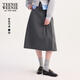 Teenie Weenie小熊女裝春秋氣質(zhì)通勤中長(cháng)款高腰A字裙百褶裙半身裙 灰色 S