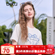 百圖betu女裝2025春夏新款T恤圓領(lǐng)蝴蝶結印花套頭短袖T恤女2502T23 白色 L