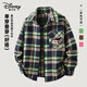 迪士尼童裝寬松兒童外套歐美風(fēng)女童格子襯衫2025春秋新款酷痞帥男孩上衣