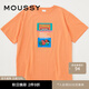 moussy 秋季女裝新款中性風(fēng)趣味印花休閑短袖T恤女010GSL90-0370 130橙色 00020/F