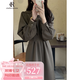 clotho Rennie連衣裙女2025春秋新款修身顯瘦氣質(zhì)百褶韓版打底百搭中長(zhǎng)款裙子 咖色 XL