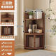 語(yǔ)森憶博古架楠竹中式轉角置物架客廳茶柜茶葉架多層省空間書(shū)架子展示柜 輕軒角落架-帶門(mén)款 四層角落架