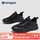 納維凱爾（Navigare）意大利小帆船男鞋新款透氣舒適運動(dòng)鞋跑鞋緩震網(wǎng)面鞋男士休閑鞋 黑色 41