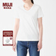 無(wú)印良品 MUJI 女式 印度棉天竺編織 V領(lǐng)短袖T恤 W9SB154 白色 M