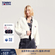 TOMMY JEANS秋冬女裝純棉復古燈籠袖慵懶風(fēng)紐扣V領(lǐng)寬松短針織開(kāi)衫 米白色YBH XS （推薦：100斤以下）
