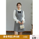獨(dú)束大碼女裝【復(fù)古小香系列】拼接假兩件連衣裙女顯瘦胖mm秋冬新款 白色格紋 L