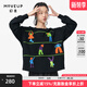 幻走（MOVEUP）2024秋季新款.FUN系列趣味繡花小落肩設計師短款衛衣女 夜黑 S