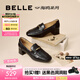 百麗（Belle）七夕禮物質(zhì)感樂福鞋女25秋新商場款牛皮氣質(zhì)通勤樂福鞋D9U1DCA5 黑色 37 (235mm)