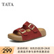 他她（TATA）勃肯鞋女棕色2025夏季新款厚底沙灘涼鞋女運動涼鞋 紅色（拖鞋款） 37