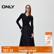 ONLY2024秋冬新款優(yōu)雅氣質(zhì)V領(lǐng)修身針織套裝連衣裙女|124346006 H1Z 黑色 L (170) 88A