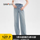 三福牛仔長(zhǎng)褲2025夏季休閑口袋蝴蝶結(jié)刺繡闊腿褲子女裝499817 牛仔淺藍(lán) 28