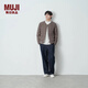 無(wú)印良品（MUJI）男式 輕量羽絨便攜式 無(wú)領(lǐng)夾克 男士羽絨服男款冬季 外套 深咖啡棕色 L (175/100A)