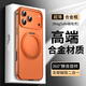 IM-CHEN【合金框丨磁吸旋轉支架】適用蘋(píng)果17promax手機殼iphone保護殼magsafe超薄金屬高檔防摔磨砂款-橙
