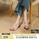 真美詩董璇同款?yuàn)A心軟糖軟糯羊絨鉆扣慵懶感勃肯鞋女YVT26BL5 粉色 37