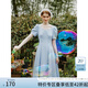 范思藍恩天鵝裙 法式浪漫連衣裙女2024夏新款網(wǎng)紗收腰顯瘦A字裙子 藍恩藍 M